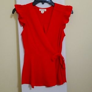 MONTEAU Red Blouse Size S